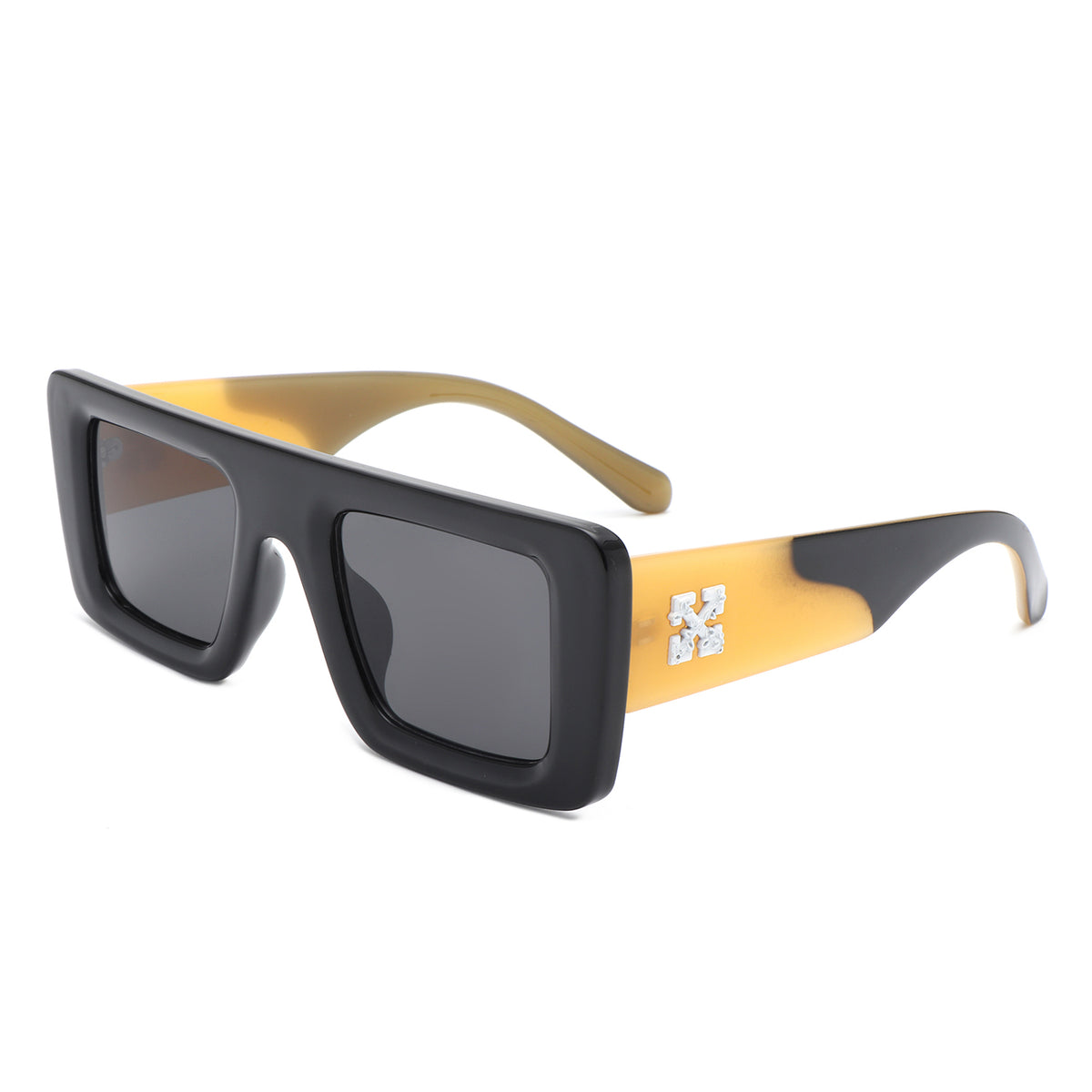 HS1280 - Square Retro Flat Top Thick Frame Two-Tone  Fashion Wholesale Sunglasses