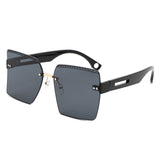 HJ2072 - Oversize Rimless Square Curved Lens Fashion Wholesale Sunglasses