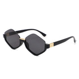 HS1421 - Geometric Semi-Rimless Polygon Sunglasses