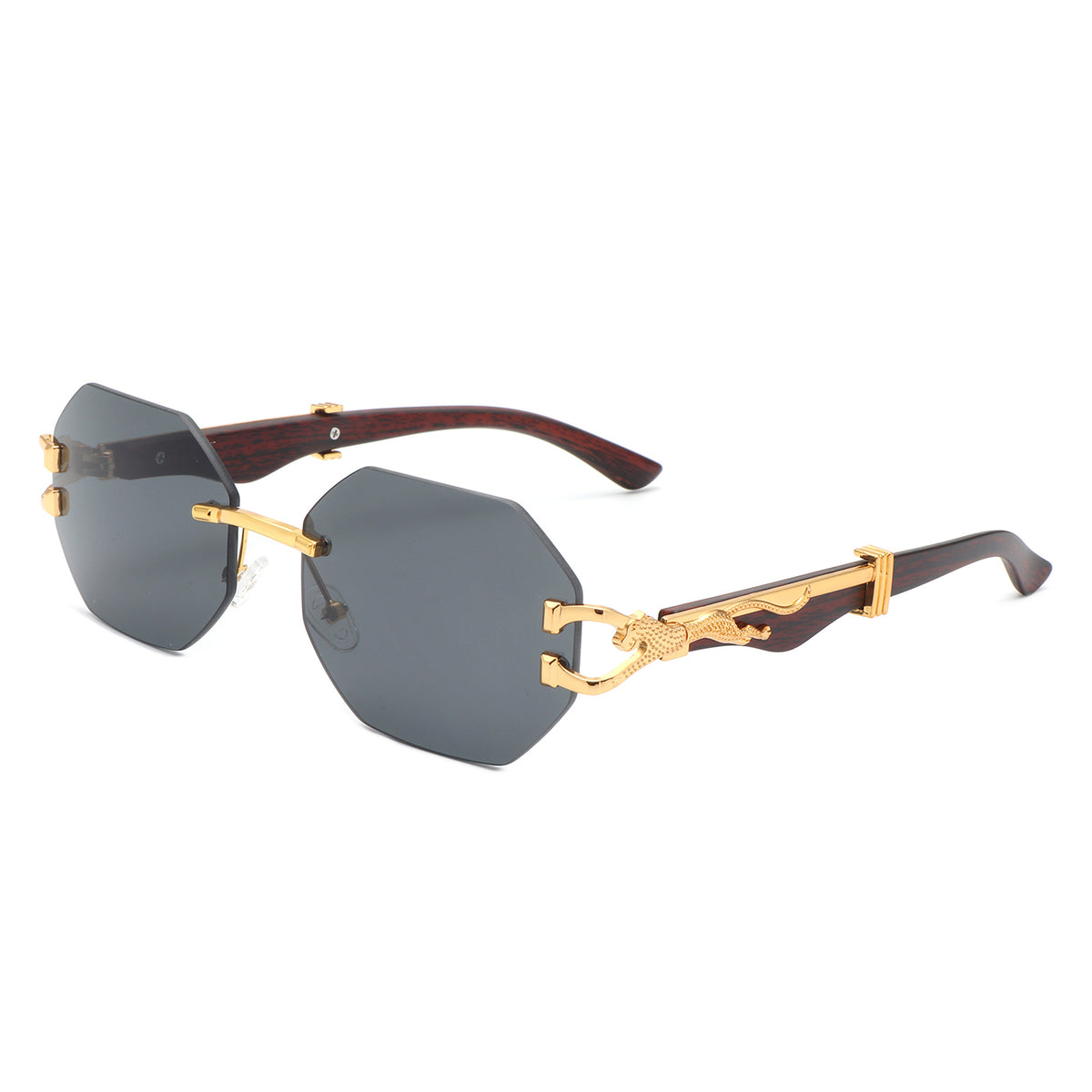 HW2059 - Geometric Rimless Retro Oval Round Fashion Wholesale Sunglasses