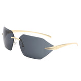 HJ2075 - Rimless Square Wrap Around Fashion Wholesale Sunglasses