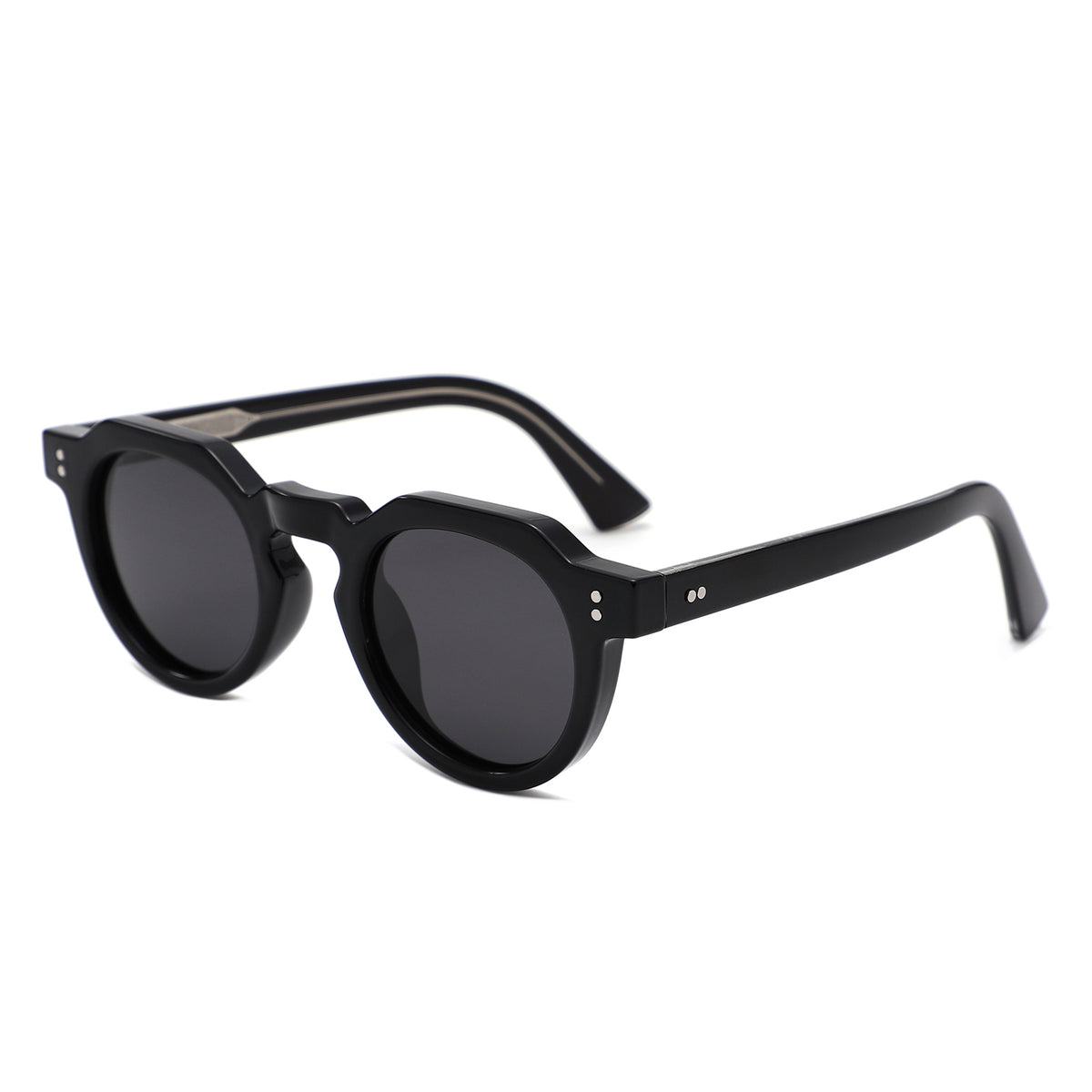 P/C028 - Retro Round Thick Frame Keyhole Bold Sunglasses - Iris Fashion