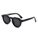 P/C028 - Retro Round Thick Frame Keyhole Bold Sunglasses - Iris Fashion