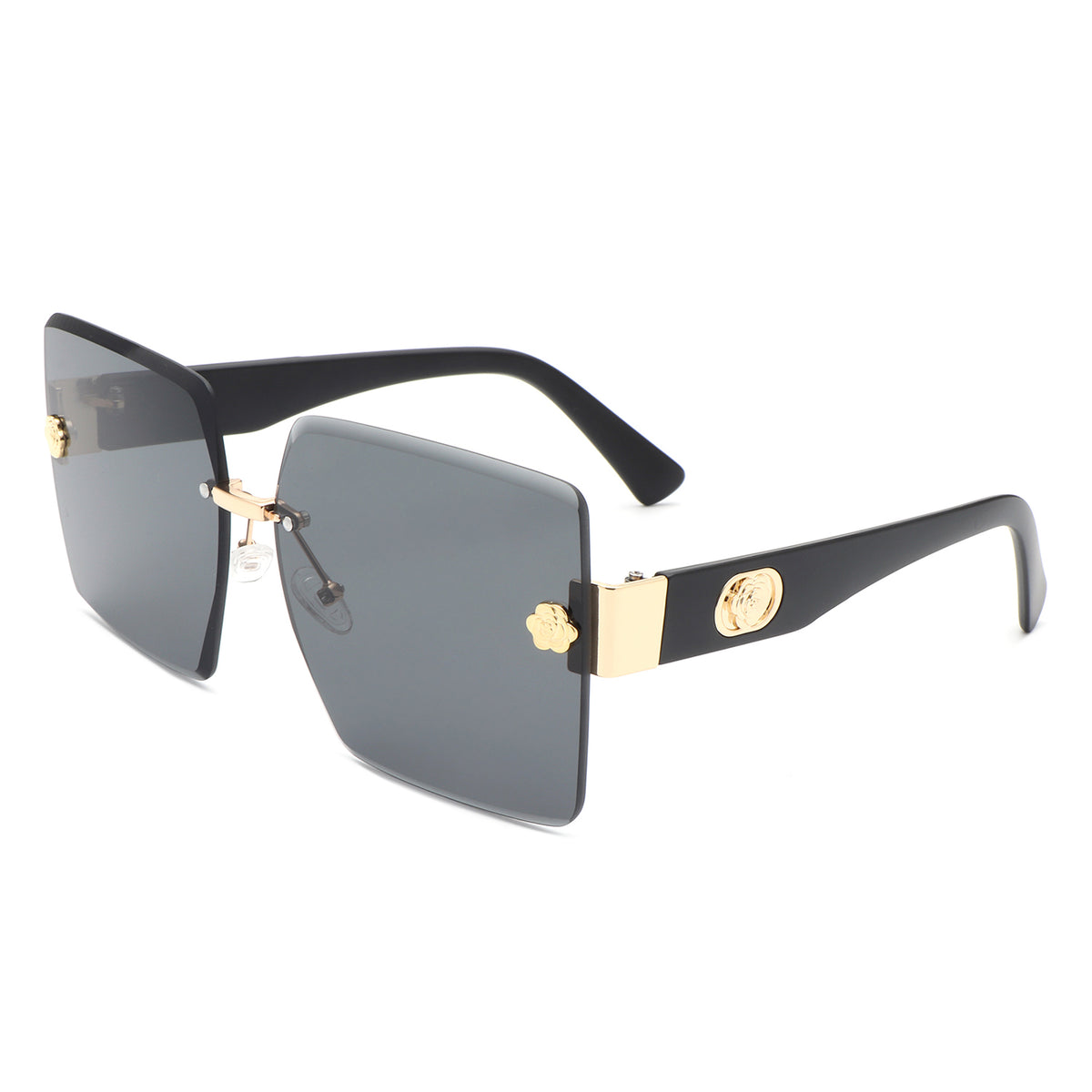 HW2058 - Rimless Square Flat Top Oversize Women Fashion Wholesale Sunglasses