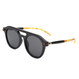 HS2155 - Round Retro Brow-Bar Circle Vintage Wholesale Sunglasses