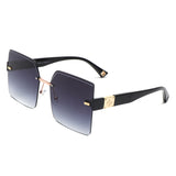 S2135 - Women Oversize Rimless Chic Fashion Square Tinted Wholesale Sunglasses