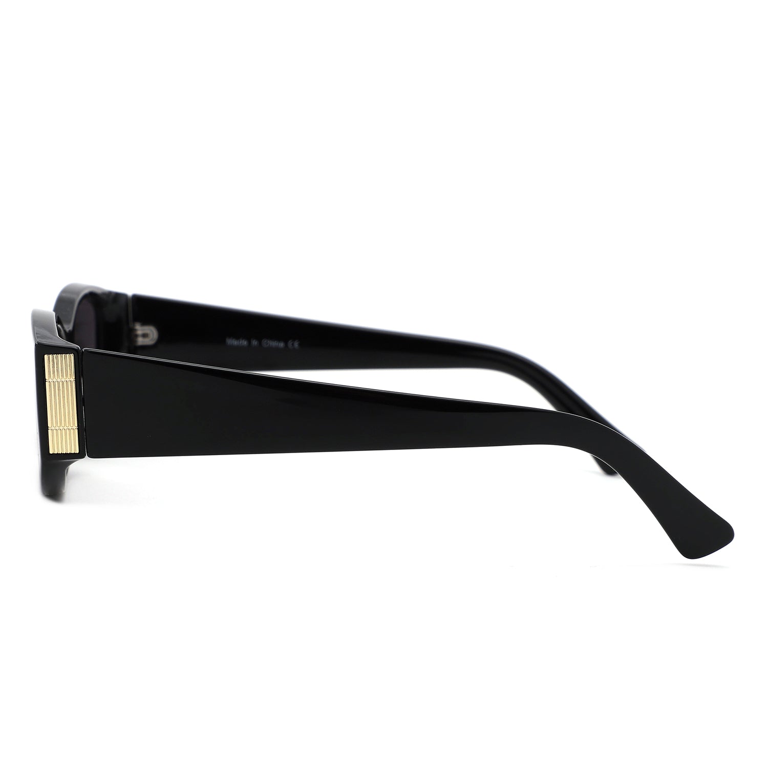 S1266 - Slim Narrow Rectangle Gold Accent Fashion Sunglasses - Iris Fashion