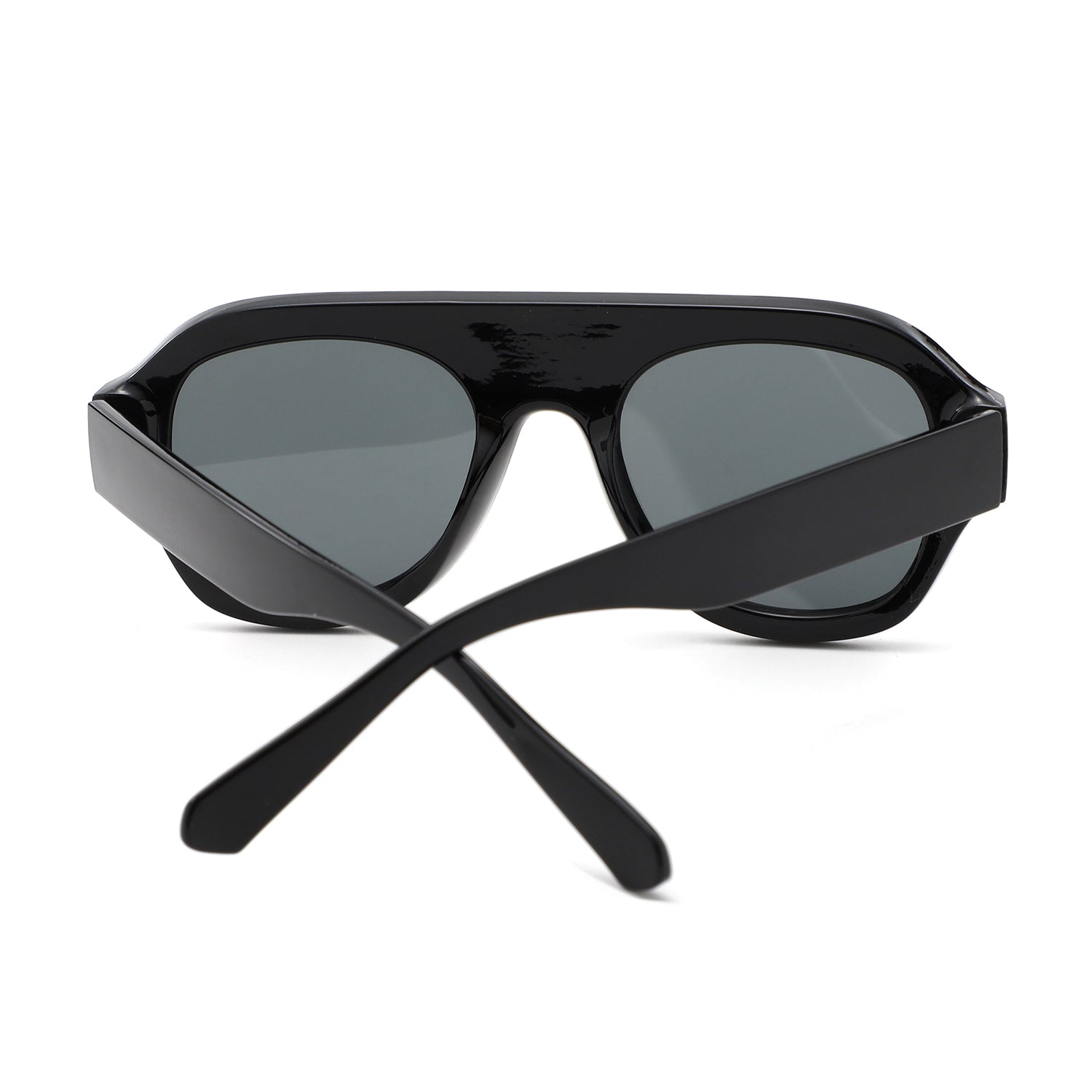 HS1406 - Bold Retro Aviator Shield Chunky Sunglasses - Iris Fashion
