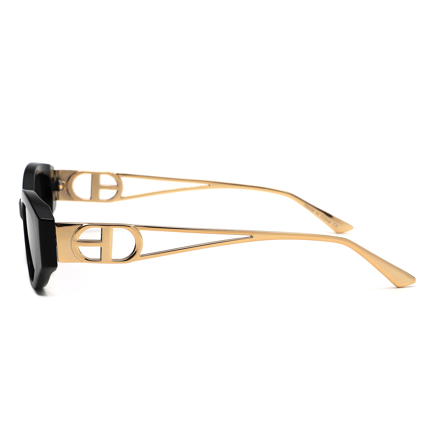 S2144 - Slim Cat Eye Gold Metal Fashion Women Sunglasses - Iris Fashion