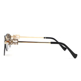 HJ2114 - Rimless Cat-Eye Gold-Temple Fashion Wholesale Sunglasses