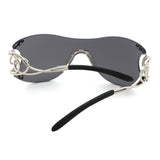 HW2072 - Women Oversized Rimless Shield Fashion Sunglasses