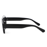 HS1406 - Bold Retro Aviator Shield Chunky Sunglasses - Iris Fashion