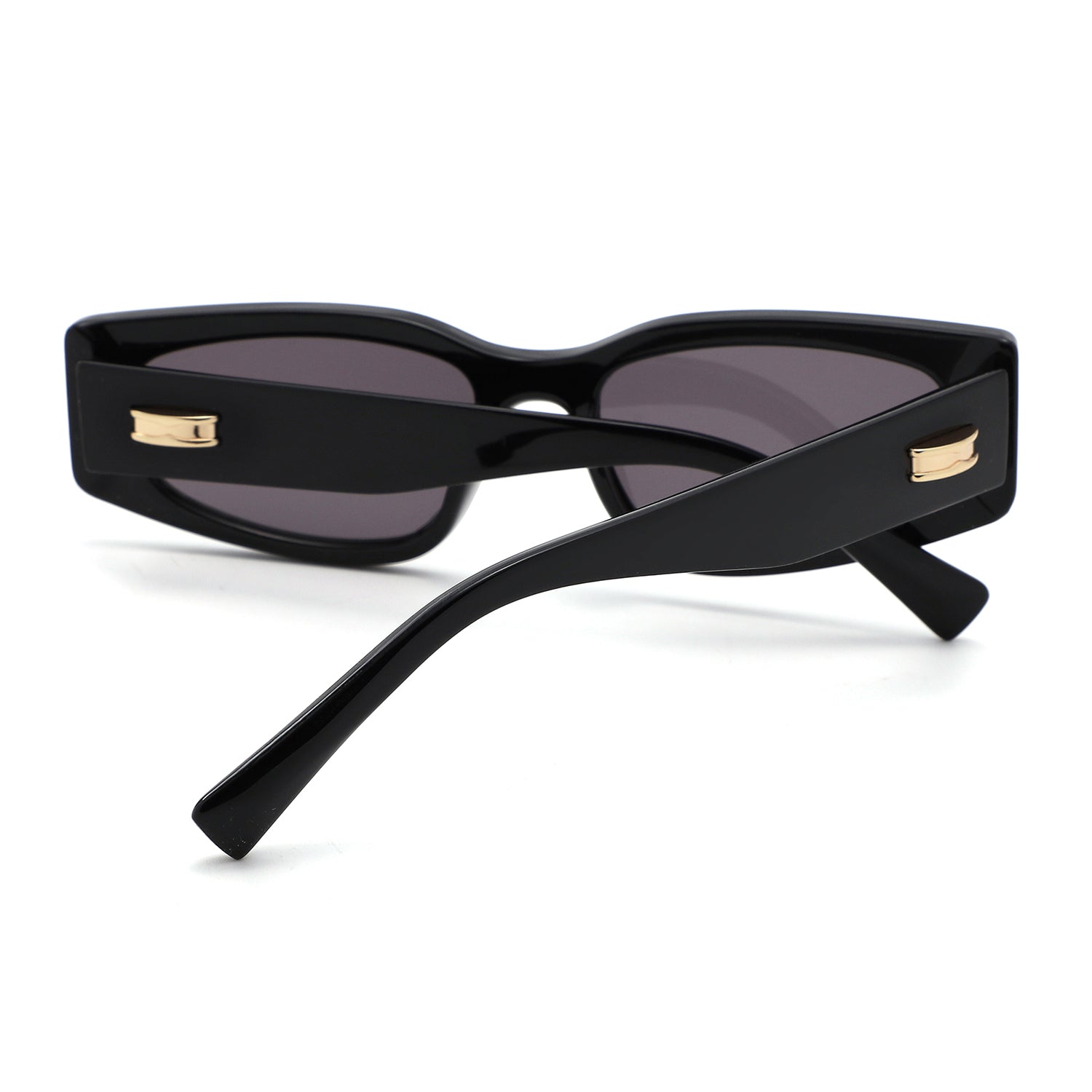 S1267 - Rectangle Wide Gold Accent Wrap Sunglasses - Iris Fashion