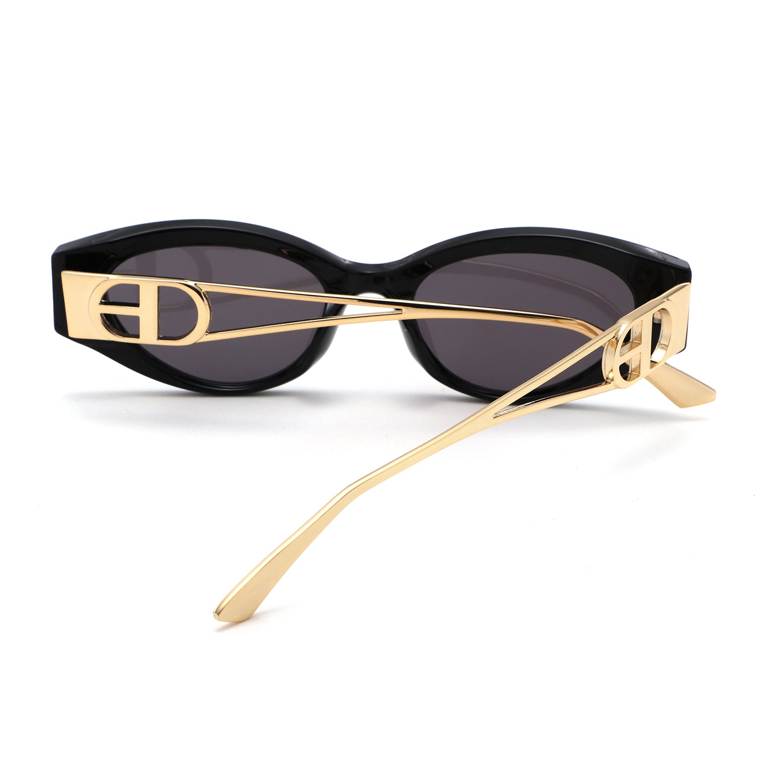 S2144 - Slim Cat Eye Gold Metal Fashion Women Sunglasses - Iris Fashion
