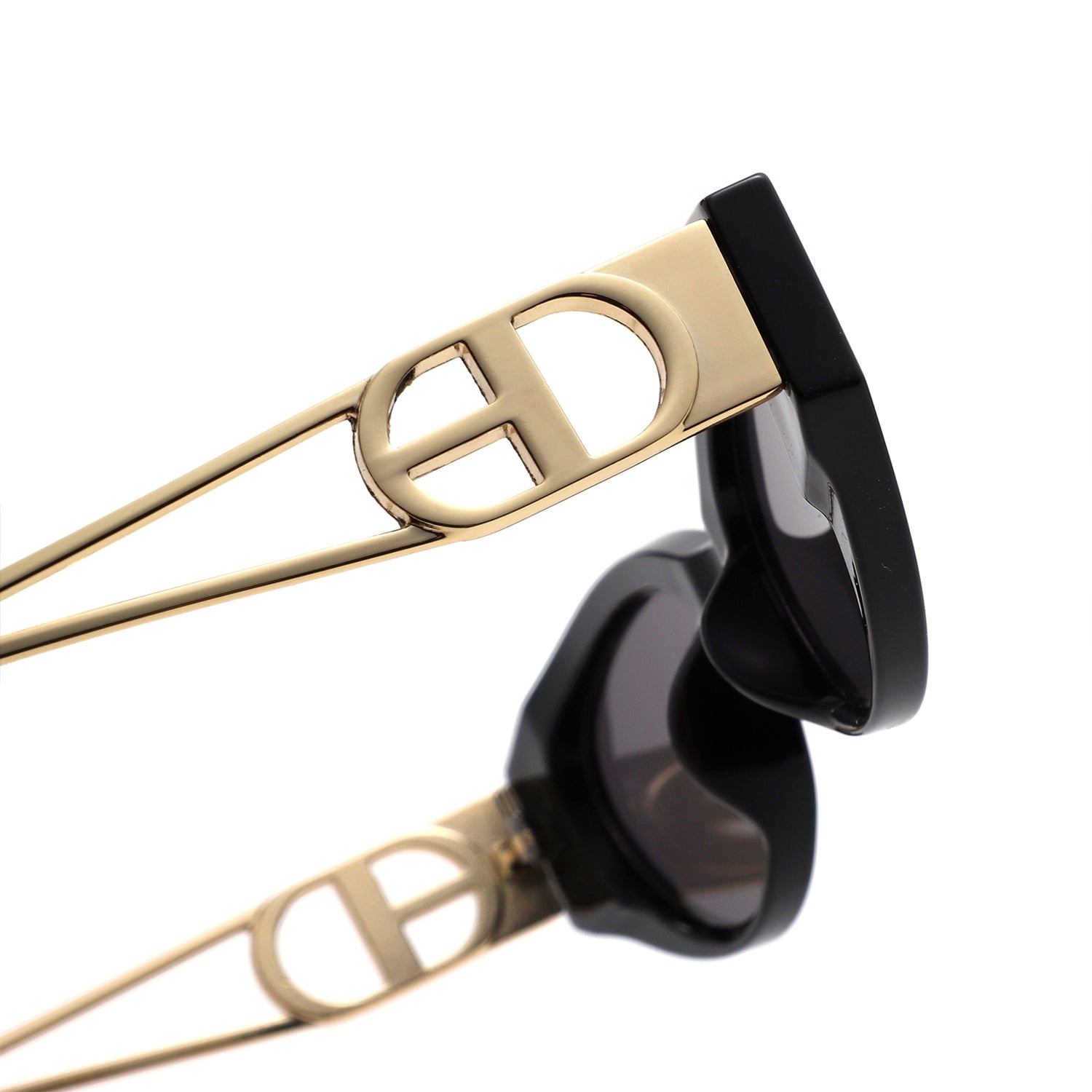 S2144 - Slim Cat Eye Gold Metal Fashion Women Sunglasses - Iris Fashion