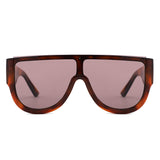 HS2261 - Oversized Flat Top Aviator Style Shield Sunglasses