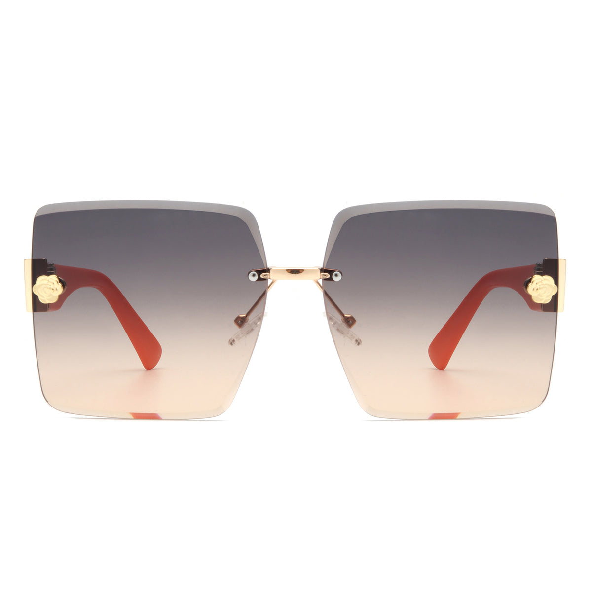 HW2058 - Rimless Square Flat Top Oversize Women Fashion Wholesale Sunglasses