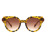 HS1393 - Bold Retro Round Gem-Accent Wholesale Sunglasses