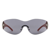 HW2064 - Rimless Sleek Double Star Fashion Shield Wholesale Sunglasses
