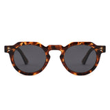 P/C028 - Retro Round Thick Frame Keyhole Bold Sunglasses - Iris Fashion