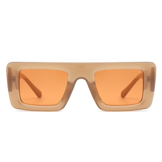 HS1280 - Square Retro Flat Top Thick Frame Two-Tone  Fashion Wholesale Sunglasses