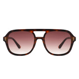 HS1426 - Square Brow-Bar Fashion Aviator Sunglasses
