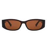 S1266 - Slim Narrow Rectangle Gold Accent Fashion Sunglasses - Iris Fashion