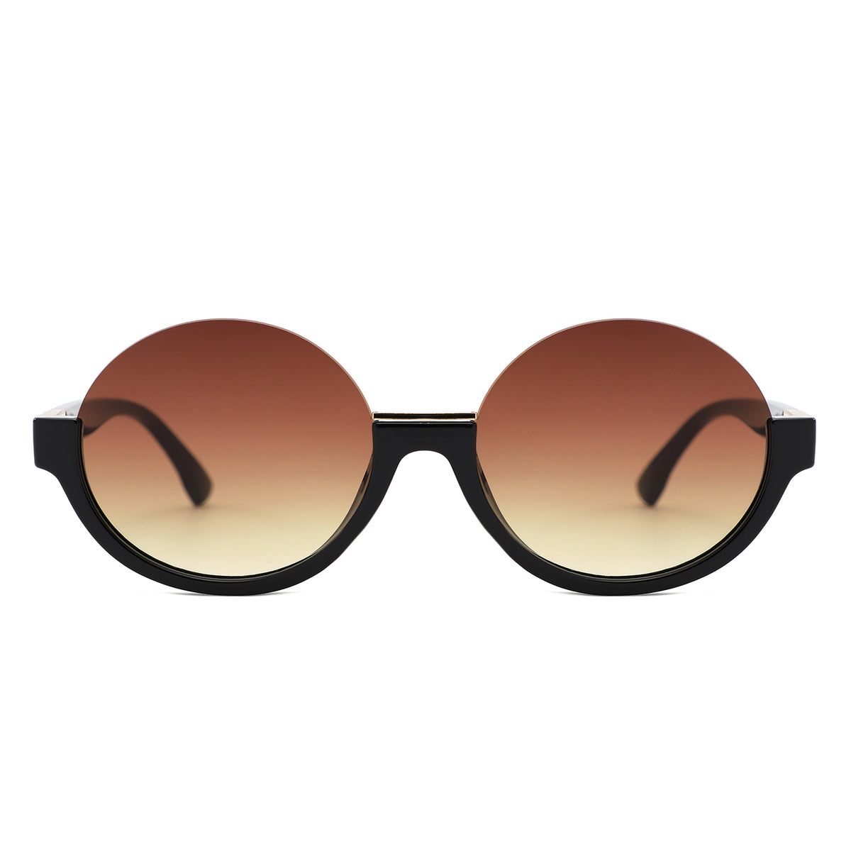 HS1422 - Women Semi-Rimless Fashion Round Sunglasses