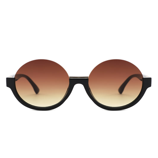 HS1422 - Women Semi-Rimless Fashion Round Sunglasses