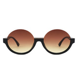 HS1422 - Women Semi-Rimless Fashion Round Sunglasses