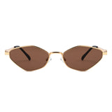 HJ2150 - Slim Metal Geometric Cat Eye Sunglasses