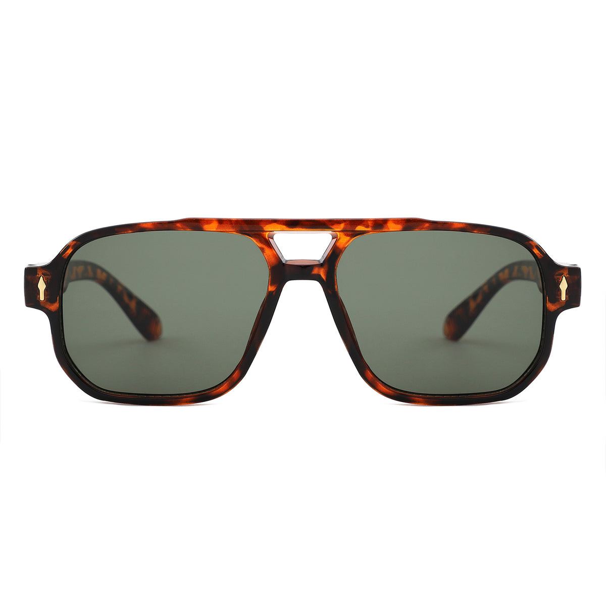 HS1433 - Oversized Brow-Bar Square Aviator Sunglasses