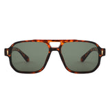 HS1433 - Oversized Brow-Bar Square Aviator Sunglasses