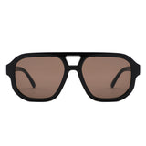 S1265 - Retro Aviator Double Bridge Square Sunglasses - Iris Fashion