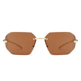 HJ2075 - Rimless Square Wrap Around Fashion Wholesale Sunglasses