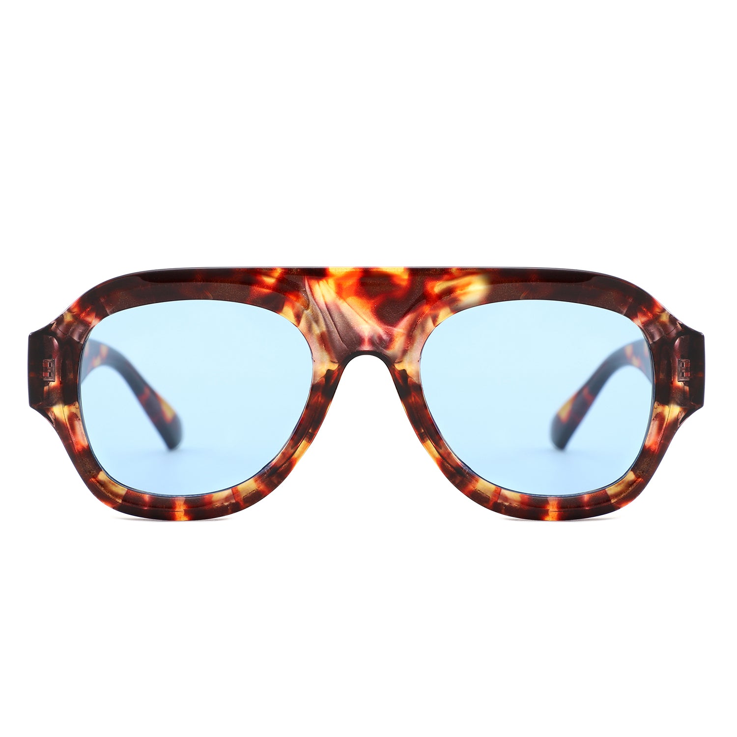HS1406 - Bold Retro Aviator Shield Chunky Sunglasses - Iris Fashion