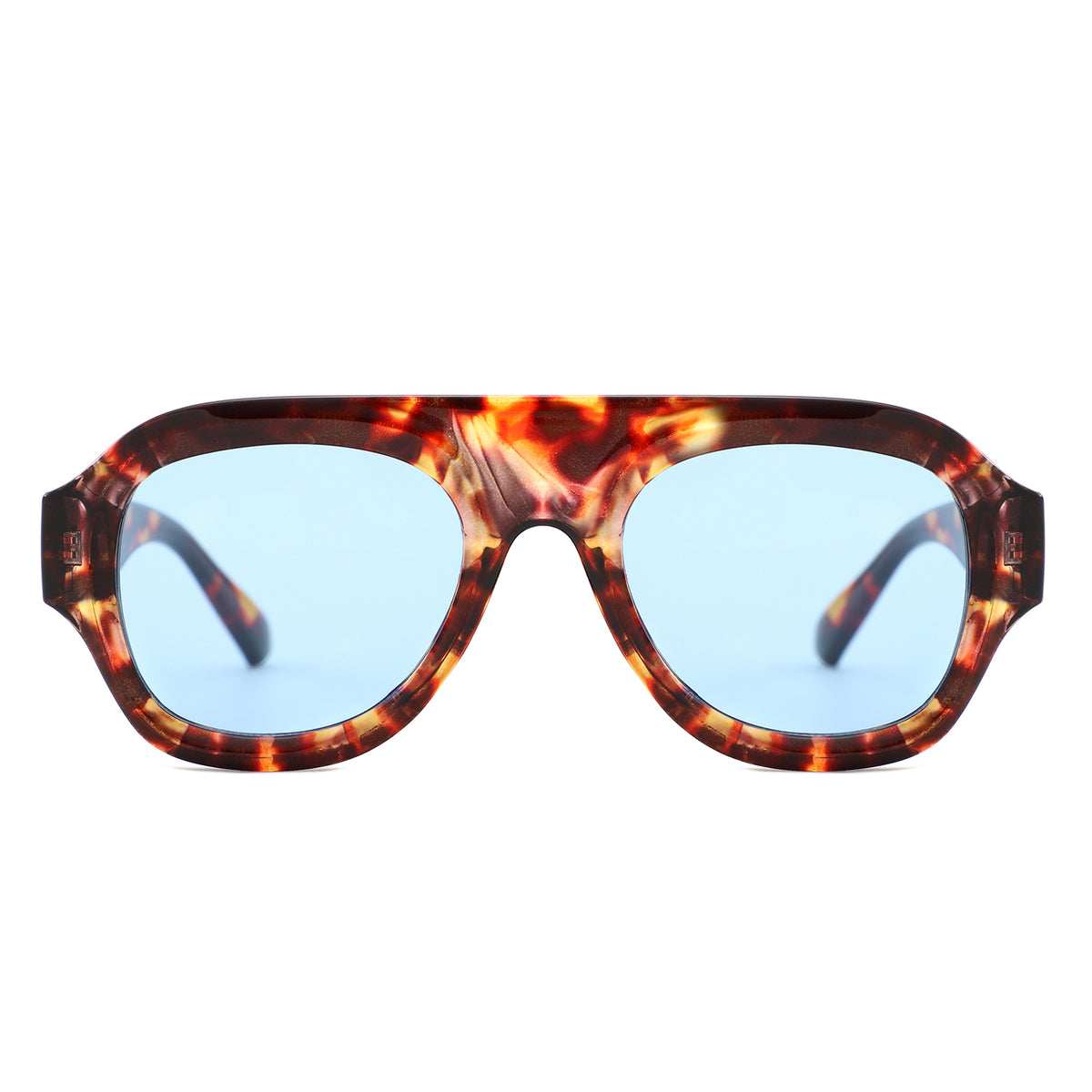 HS1406 - Bold Retro Aviator Shield Chunky Sunglasses - Iris Fashion
