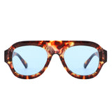 HS1406 - Bold Retro Aviator Shield Chunky Sunglasses - Iris Fashion