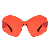 S2126 - Oversize Rimless Wraparound Shield Tinted Fashion Wholesale Sunglasses