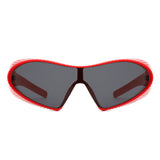 HS1308 - Wrap Around Shield Oversize Winged Bar Sleek Wholesale Sunglasses