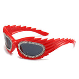 HS2136-3 - Oval Wrap Around Spike Glitter Fashion Women Wholesale Sunglasses