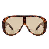 HS1435 - Oversized Wrap Aviator Style Shield Sunglasses