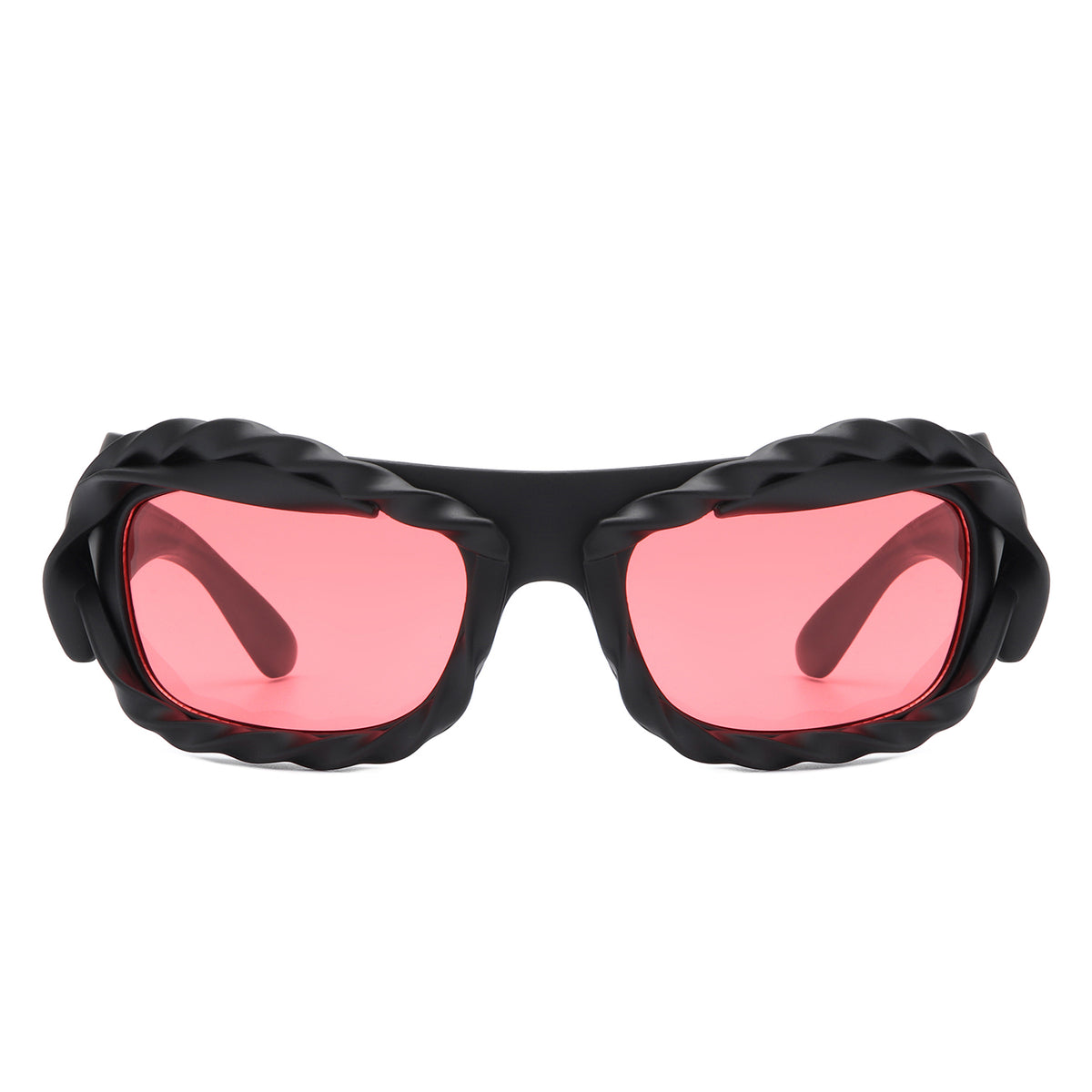 HS2162 - Rectangle Irregular Twisted Thick Frame Futuristic Wholesale Sunglasses