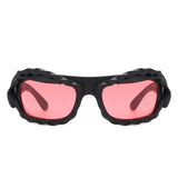 HS2162 - Rectangle Irregular Twisted Thick Frame Futuristic Wholesale Sunglasses