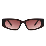 S1267 - Rectangle Wide Gold Accent Wrap Sunglasses - Iris Fashion