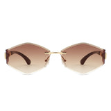HJ2138 - Rimless Hexagonal Square Geometric Wholesale Sunglasses