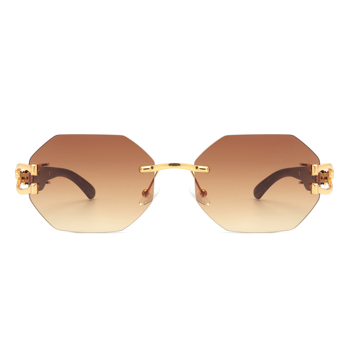 HW2059 - Geometric Rimless Retro Oval Round Fashion Wholesale Sunglasses