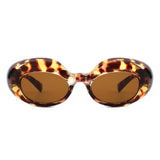 HS1430 - Chunky Retro Thick Frame Fashion Oval Sunglasses