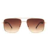 J2037 - Square Flat Top Tinted Brow-Bar Fashion Wholesale Sunglasses