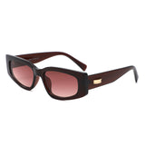 S1267 - Rectangle Wide Gold Accent Wrap Sunglasses - Iris Fashion